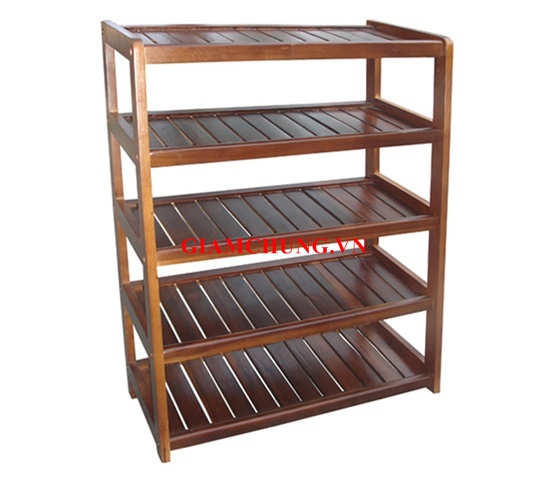 Kệ Gìay Gỗ Cao Su Tự Nhiên 5 Tầng *80cm* 80cm